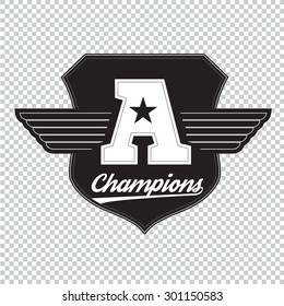 College university champions division team sport label typography, t-shirt graphics for apparel.