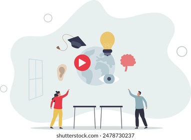 college or university class course for cognitive process and smart professional skills program.flat illustration