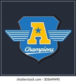 College university division team sport label typography, t-shirt graphics for apparel