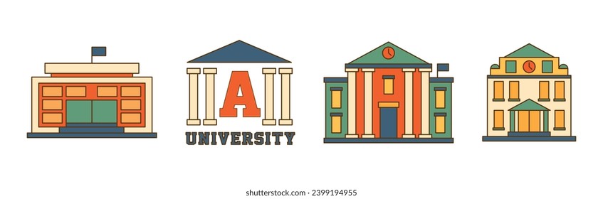 College and University Emblem and Badge Vector Set