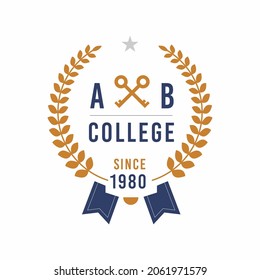 College University Emblem Logo Vector