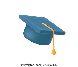 College, university Graduation cap. Education, degree ceremony 3d icon. Vector illustration isolated on white background.