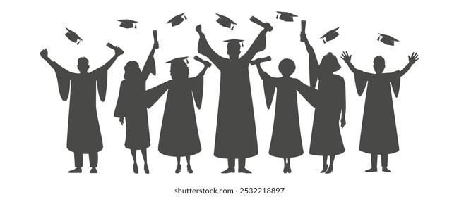 College university graduation silhouette image