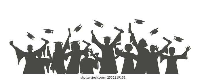 College university graduation silhouette image