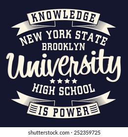 College university New York  typography, t-shirt graphics, vectors