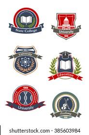 College University School Academy Icons Design Stock Vector (Royalty ...