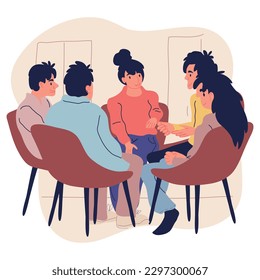College or university students. Young people study together, engaged in student activities. Higher academic education. Campus friends community. Flat vector illustration