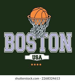 College Varsity Baseball Basketball Collegiate University Logo Vector Design. Slogan Graphic T-shirt Placement. Boston, Los Angeles, Chicago.