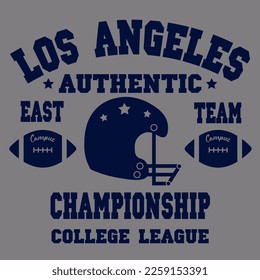 college varsity slogan print with american football team league helmet illustration for graphic tee t shirt or swaetshirt - Vector