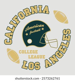 College varsity slogan print with american football team league helmet illustration for graphic - Vector illustration