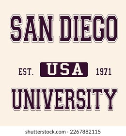 Vector gráfico con el logotipo del logotipo del lema de la ciudad, diseño de camisetas deportivas de la universidad de Varsity. Camisas y prendas de vestir al estilo de la marca de la Universidad. Ilustración vectorial para Tee.