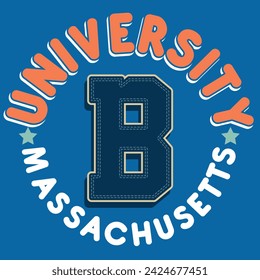 college or varsity type illustration, with varied fonts and texts, some with mascots, patches and colorful college numbers. with blocks.