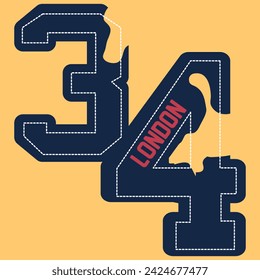 college or varsity type illustration, with varied fonts and texts, some with mascots, patches and colorful college numbers. with blocks.