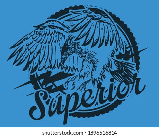 College vector design print with eagle for tee and poster