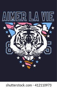 College, Vector, Graphic, Tiger , Typography t-shirt design for apparel