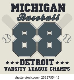 College vector label and print design for t shirt. Baseball graphic. Vector
