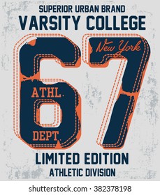 College vector label and print design for t shirt