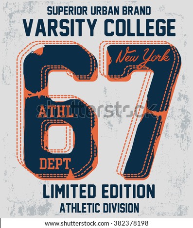 College vector label and print design for t shirt