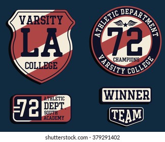 College vector label and print set