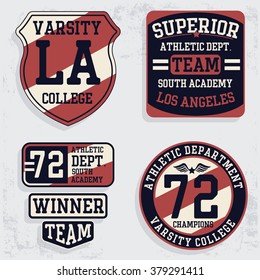 College vector label and print set