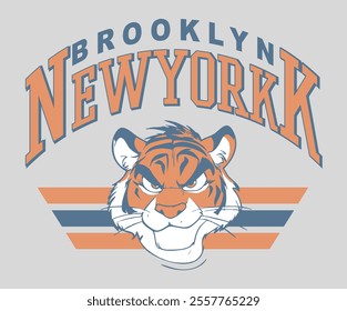 college vector slogan new york tigers brooklyn for t-shirt