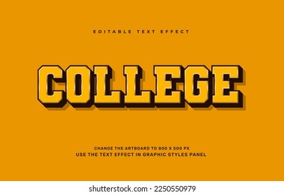 College vintage editable text effect