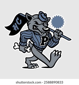 College Wolf Sport Mascot character