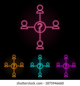 collegial solution color neon set. Simple thin line, outline vector of web icons for ui and ux, website or mobile application