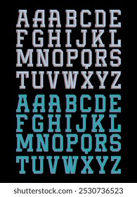 Abgewinkeltes Alphabet mit 3D-Vektorschatten und Markierungsschrägen kollegialisieren.