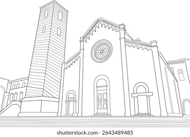 Igreja Colegiada de St. Martin Colmar Line Art