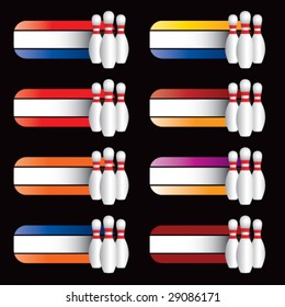 collegiate colored banners for bowling pins