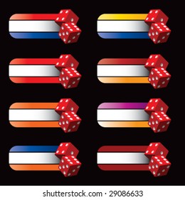 collegiate colored banners with dice