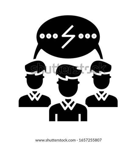 Collegues brainstorm black icon, concept illustration, vector flat symbol, glyph sign.