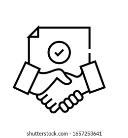 Collegues handshake line icon, concept sign, outline vector illustration, linear symbol.