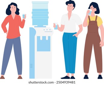 Collegues talking on work break and drink water