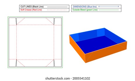 Collepssobl or foldable easily resizable and editable box, Corrugated shipping box and Dieline tamplate and 3D render