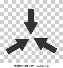 Collide 3 Arrows icon. Vector illustration style is flat iconic symbol, gray color, transparent background. Designed for web and software interfaces.