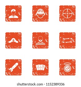 Collide icons set. Grunge set of 9 collide vector icons for web isolated on white background