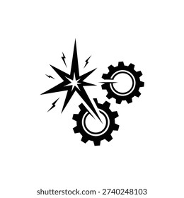 Colliding Gears Mechanical Conflict Icon
