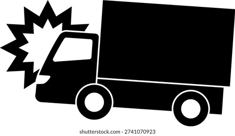 Colliding truck isolated vector silhouette icon