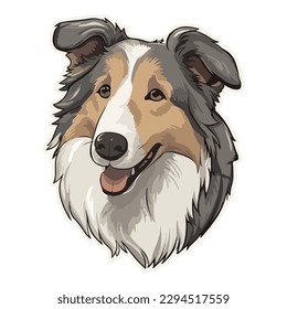 Collie Dog  Flat Icon Isolated On White Background