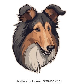 Collie Dog  Flat Icon Isolated On White Background