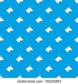 Collie dog pattern repeat seamless in blue color for any design. Vector geometric illustration