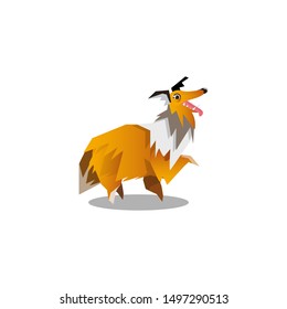 Collie dog, Raster illustration in flat cartoon style