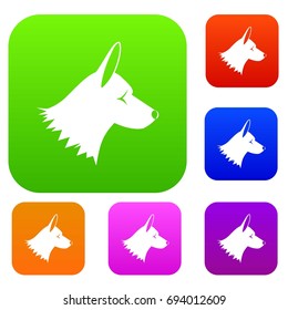 Collie dog set icon in different colors isolated vector illustration. Premium collection
