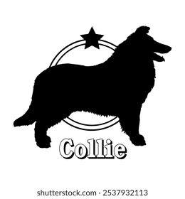 Collie perro silueta, perro, razas de perro, logotipo, Vector, silueta, diseño del logotipo, animal, ilustración, icono, signo, diseño, negro, símbolo, mascota