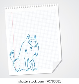 Collie dog vector doodle