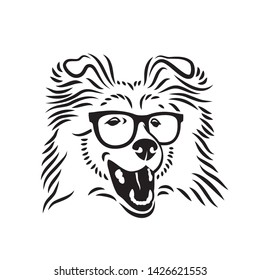 Collie dog wearing eyeglasses - isolated vector illustration 