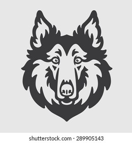 Collie Rough Head Logo Mascot Emblem