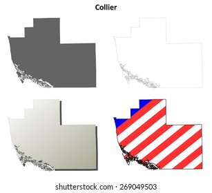 Collier County (Florida) Outline Map Set